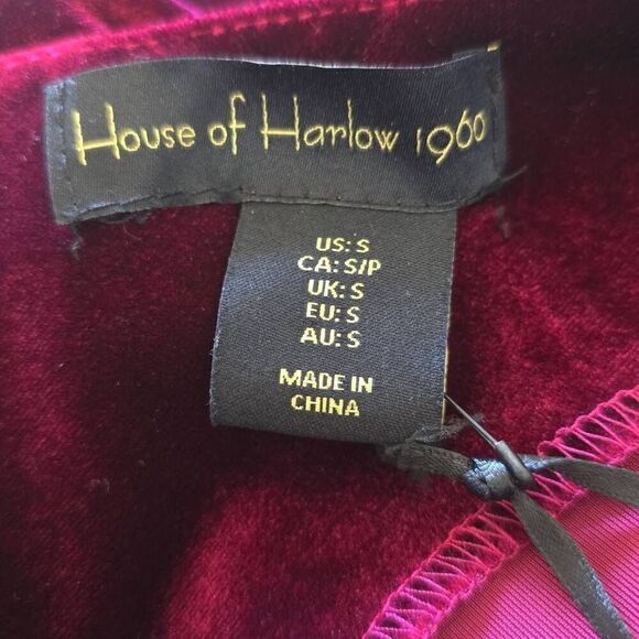 HOUSE OF HARLOW 1960 Dress Women's One Shoulder Velvet Ruched Side Garnet Nicole - Picture 7 of 9